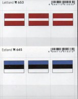 2x3 In Farbe Flaggen-Sticker Estland+Lettland 7€ Kennzeichnung Alben Karten Sammlung LINDNER 653+645 Flag Eesti LATVIA - Approval (stock) Cards