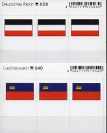 2x3 In Farbe Flaggen-Sticker Liechtenstein+DR 7€ Kennzeichnung Alben Karten Sammlungen LINDNER 628+640 Flag FL III.Reich - Cartes De Classement