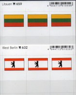 2x3 In Farbe Flaggen-Sticker Berlin+ Litauen 7€ Kennzeichnung Alben Karten Sammlung LINDNER 632+659 Lithuiana Westberlin - Klasseerkaarten