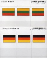 2x3 In Farbe Flaggen-Sticker Deutschland+Litauen 7€ Kennzeichnung Alben Karte Sammlung LINDNER 630+659 Lithuiana Germany - Karteikarten