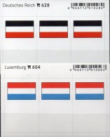 2x3 In Farbe Flaggen-Sticker DR+Luxemburg 7€ Kennzeichnung Alben Karten Sammlung LINDNER 628+654 Flag Luxembourg Germany - Klasseerkaarten