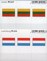 2x3 In Farbe Flaggen-Sticker Litauen+Luxemburg 7€ Kennzeichn. Alben Karten Sammlung LINDNER 654+659 Lithuiana Luxembourg - Approval (stock) Cards