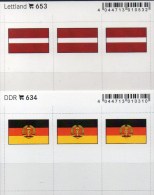 2x3 In Farbe Flaggen-Sticker Lettland+ DDR 7€ Kennzeichnung Alben Karten Sammlungen LINDNER 634+653 Flags LATVIA Germany - Klasseerkaarten
