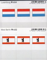 2x3 In Farbe Flaggen-Sticker Berlin+ Luxemburg 7€ Kennzeichnung Alben Karten Sammlung LINDNER 632+654 Luxembourg Germany - Klasseerkaarten