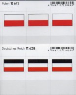 2x3 In Farbe Flaggen-Sticker Polen+Deutschland 7€ Kennzeichnung Alben Karte Sammlung LINDNER 628+673 Flag Polska Germany - Karteikarten