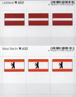 2x3 In Farbe Flaggen-Sticker Lettland+Berlin 7€ Kennzeichnung Alben Karten Sammlung LINDNER 632+653 Flags Latvia Germany - Klasseerkaarten