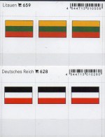 2x3 In Farbe Flaggen-Sticker Litauen+DR 7€ Kennzeichnung Alben Karten Sammlungen LINDNER 628+659 Flags Lithuiana Germany - Klasseerkaarten