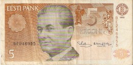 BILLETE DE ESTONIA DE 5 KROONI DEL AÑO 1992 (BANK NOTE) - Estonie