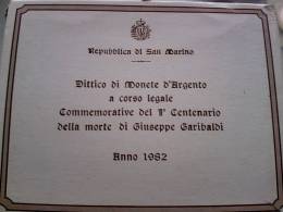 SAN MARINO - ANNO 1982 - DITTICO GIUSEPPE GARIBALDI  LIRE 500 + 1000 In ARGENTO FDC In CONFEZIONE ORIGINALE - San Marino