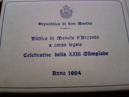 SAN MARINO - ANNO 1984 - DITTICO OLIMPIADI LOS ANGELES  LIRE 500 + 1000 In ARGENTO FDC In CONFEZIONE ORIGINALE - San Marino