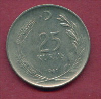 F3468 / -  25 Kurus -  1961  -  Turkey Turkije Turquie Turkei  - Coins Munzen Monnaies Monete - Türkei