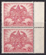 Australia 1946 Peace 21/2d MNH Pair - Nuevos