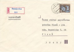 I2668 - Czechoslovakia (1986) 335 44 Kasejovice (postage Due Stamp!), R-letter, Tariff: 4,00 Kcs - Portomarken