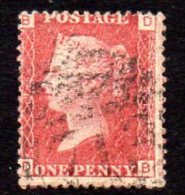 GB QV 1858-79 1d Plate 95, Corner Letters DB, Used - Used Stamps