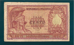 REPUBBLICA ITALIANA 100 LIRE  ITALIA ELMATA 31 - 12 - 1951 - 100 Lire