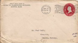 STATI UNITI UNITED STATES STATIONERY COVER 2 C 1909 BOSTON To GERMANY - 1901-20