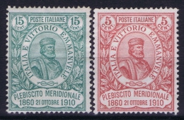 Italy Mi 97-98  ,Sa 89-90  MH/*  1910 - Mint/hinged