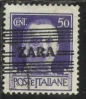 ZARA OCCUPAZIONE TEDESCA GERMAN OCCUPATION 1943 IMPERIALE SOPRATAMPATA EMPIRE OVERPRINTED CENT. 50 USATO USED OBLITERE' - Duitse Bez.: Zara