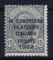 Italy: 1921 Mi 154  Sa 124 MNH/** Congresso Filatelico - Mint/hinged