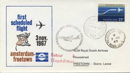 Eerste KLM Vlucht Amsterdam - Freetown (3 November 1967) - Storia Postale