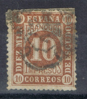 Sello Impresos 10 Cts. Isabel, Cifras 1867, Fechador MADRID Franco, Num 94 º - Oblitérés