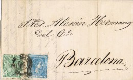 8039. Carta Entera VILLANUEVA Y GELTRU (Barcelona) 1875. Impuesto Guerra - Covers & Documents