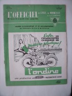 L´Officiel Du Cycle, Du Motocycle Et Du Camping - Février 1956 Revue Hebdomadaire - L´ONDINE Cycloscooter - Auto/Moto