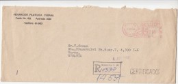 AMOUNT 65, HAVANA, MACHINE RED STAMPS ON REGISTERED COVER, 1984, CUBA - Brieven En Documenten