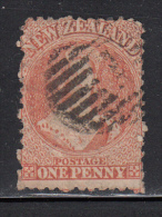 New Zealand Used Scott #16 1p Victoria, Orange Vermilion Wmk: Large Star Perf: 13 - Usados