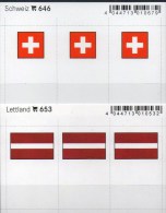 2x3 In Farbe Flaggen-Sticker Schweiz+Lettland 7€ Kennzeichnung An Alben Karten Sammlung LINDNER 646+653 Latvija Helvetia - Zonder Classificatie