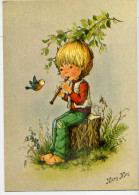 Illustrateur Mary May--Enfant Musicien ( Flûte ) Et Oiseau ,cpm N° 385/4 --carte Espagnole - Otros & Sin Clasificación