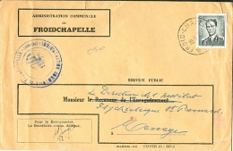 Lettre Expédiée De L'administration Communale De Froidchapelle Vers Manage Datée Du 30/05/1962 (COB 924) - Briefe U. Dokumente