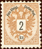 Austria,1883, 2 Kr.,Mi#44B Var.,Scott#41 Var.error Shown On Scan,perf:10 X 10 1/2, - MNH,**,as Scan - Nuevos