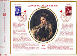 Feuillet Tirage Limité CEF CFA Réunion 2 Croix-Rouge Oeuves De Greuze Tableau Peinture Enfant - Lettres & Documents