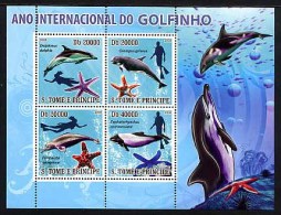 SAINT THOMAS ET PRINCE SAO TOME E PRINCIPE 2008, DAUPHINS, 4  Valeurs En Feuillet, Neufs / Mint. Ref1537 - Delfines