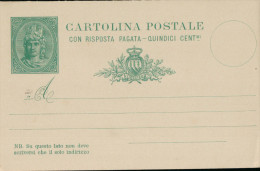 San Marino Ganzsache "Cartolina Postale - Risposta"  15 Centimi. 1894. - Brieven En Documenten