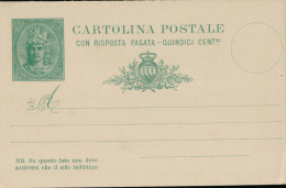 San Marino Ganzsache "Cartolina Postale - Risposta"  15 Centimi. 1894. - Storia Postale