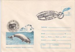 GREENLAND WHALE, COVER STATIONERY, ENTIER POSTAL, 2003, ROMANIA - Whales