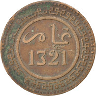 Monnaie, Maroc, 'Abd Al-Aziz, 10 Mazunas, 1903, TB, Bronze, KM:17.1 - Marruecos