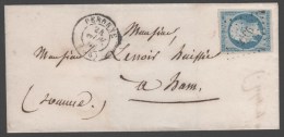 Napoléon III  N° 10 Avec Oblitèration Losange Sur Lettre  TTB - 1852 Luigi-Napoleone