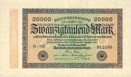 Deutschland, Germany - 20000 Mark, Reichsbanknote, Ro. 84 B, ( Serie HR ) XF+, 1923 ! - 20000 Mark