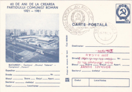 BUCHAREST PANORAMA, BUSS, CAR, PC STATIONERY, ENTIER POSTAL, 1981, ROMANIA - Bus