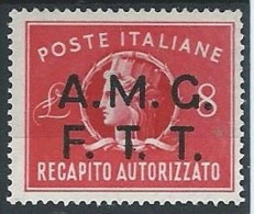 1947 TRIESTE A RECAPITO AUTORIZZATO 8 LIRE MH * - ED056 - Express Mail