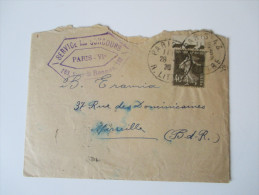 Frankreich Nr. 188 Oberrand Mit Versetzter Zähnung!!! Einfachfrankatur 1926 Paris VI Service Des Concours. Mit Inhalt! - Lettres & Documents