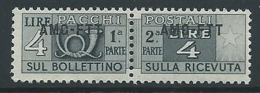 1949-53 TRIESTE A PACCHI POSTALI 4 LIRE MNH ** - ED074-2 - Postpaketen/concessie