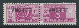 1949-53 TRIESTE A PACCHI POSTALI 5 LIRE MNH ** - ED076-2 - Paketmarken/Konzessionen