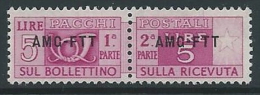 1949-53 TRIESTE A PACCHI POSTALI 5 LIRE MNH ** - ED076-6 - Paketmarken/Konzessionen