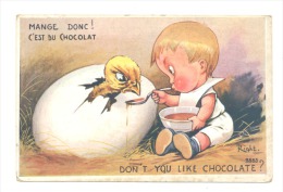 FANTAISIE - Humour - Enfant Nourrissant Un Poussin Avec Du Chocolat-Illustrateur Right  (2049)b139 - Right