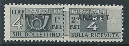 1949-53 TRIESTE A PACCHI POSTALI 4 LIRE MNH ** - ED074 - Paketmarken/Konzessionen