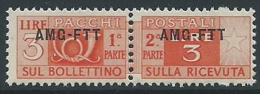 1949-53 TRIESTE A PACCHI POSTALI 3 LIRE MNH ** - ED098-9 - Paketmarken/Konzessionen